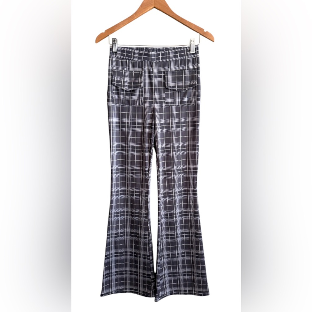 Almost Famous Charcoal Slate Gray and White Plaid Pants with Front Pockets